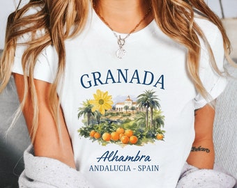 Granada TShirt, Granada Spain Shirt, Unisex Soft T-Shirt, Alhambra Gift, Spain Trip Tee, Alhambra Souvenir, Spain Lover Travel Outfit