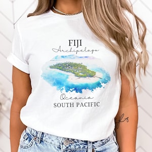 Fiji Shirt, Watercolor Graphic, Unisex Softstyle Tee, Melanesia Oceania Travel TShirt, Fiji Islands, Honeymoon Gift, Fiji TShirt, Fiji Gift