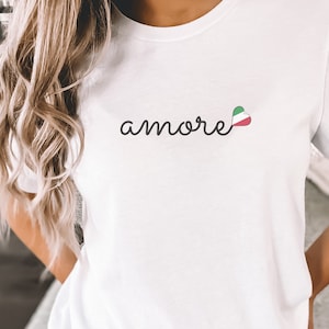 Cute Amore Tee, Italian Flag TShirt, I Love Italy, Amore Unisex Tee, Love In Italian, Minimalistic Italy Clothes, Ciao Amore, Italia Apparel