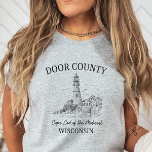 Door County Shirt, Door County Wisconsin TShirt, Door County Vacation, Wisconsin Sailing Gift, Door County Souvenir, Unisex Softstyle Tee
