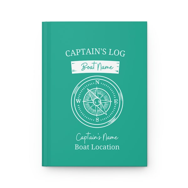 Personalized Captains Log Book • Custom Boat Notebook • Hardcover Logbook for Boaters • Nautical Compass Design • Yacht Journal • Boat Gifts