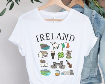 Ireland Shirt, Ireland Landmarks TShirt, Irish Clothing, Ireland Travel Gift, Patricks Day, Ireland Irish Roots Apparel, Trendy St Pattys