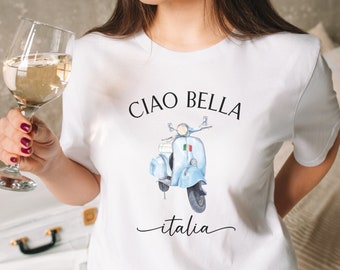 Ciao Bella Italia Shirt • Unisex Soft TShirt • Cute Italian Vespa Tee • Italian Vintage Style Shirt • Trendy Aesthetic Italy Shirt