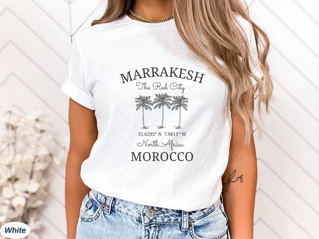 Marrakesh Shirt, Morocco Vacation, Cute Morocco Crewneck, Palm Trees ...