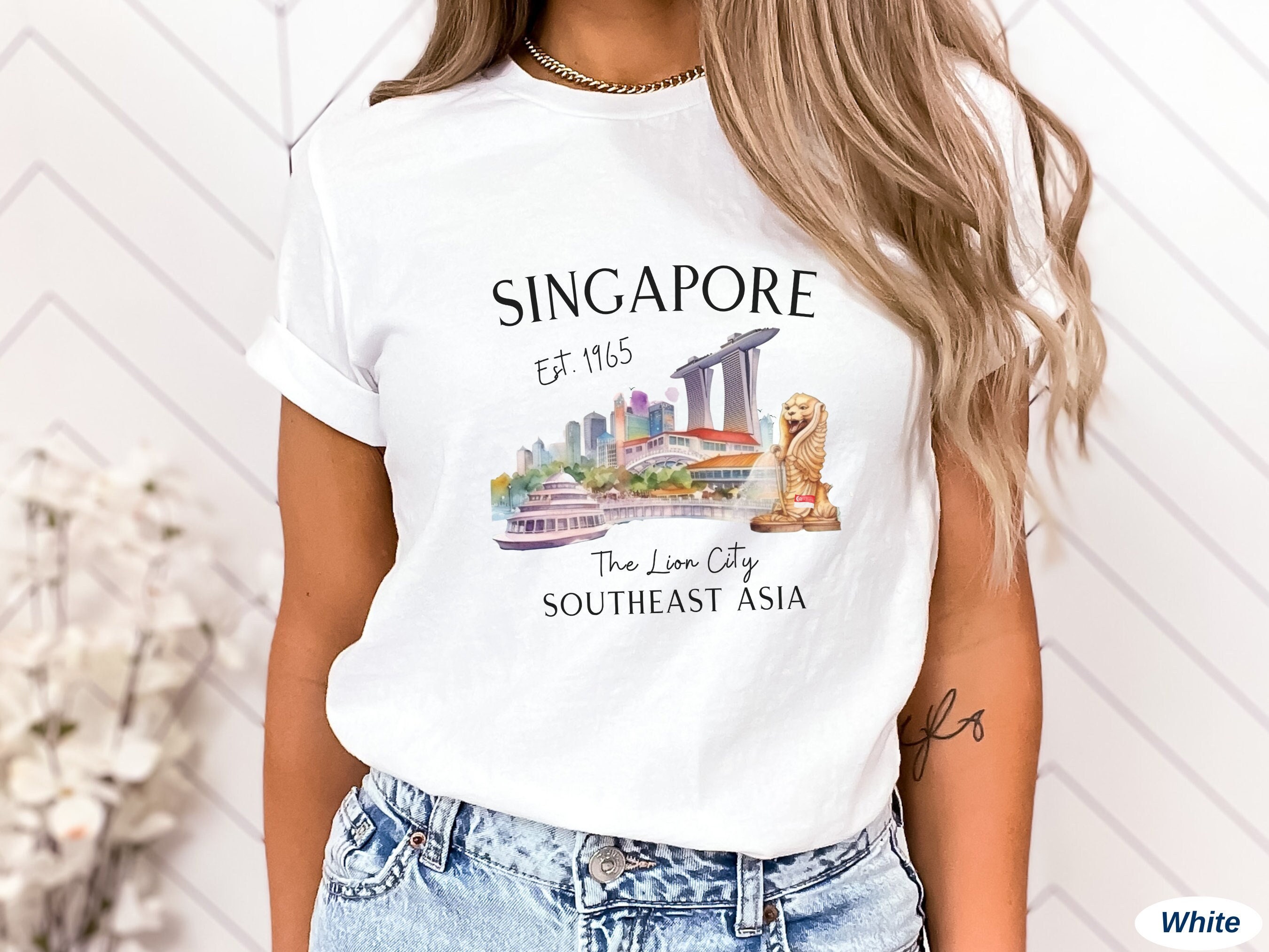 Singapore Shirt, Singapore Trip Tshirt, Softstyle Tee, Watercolor