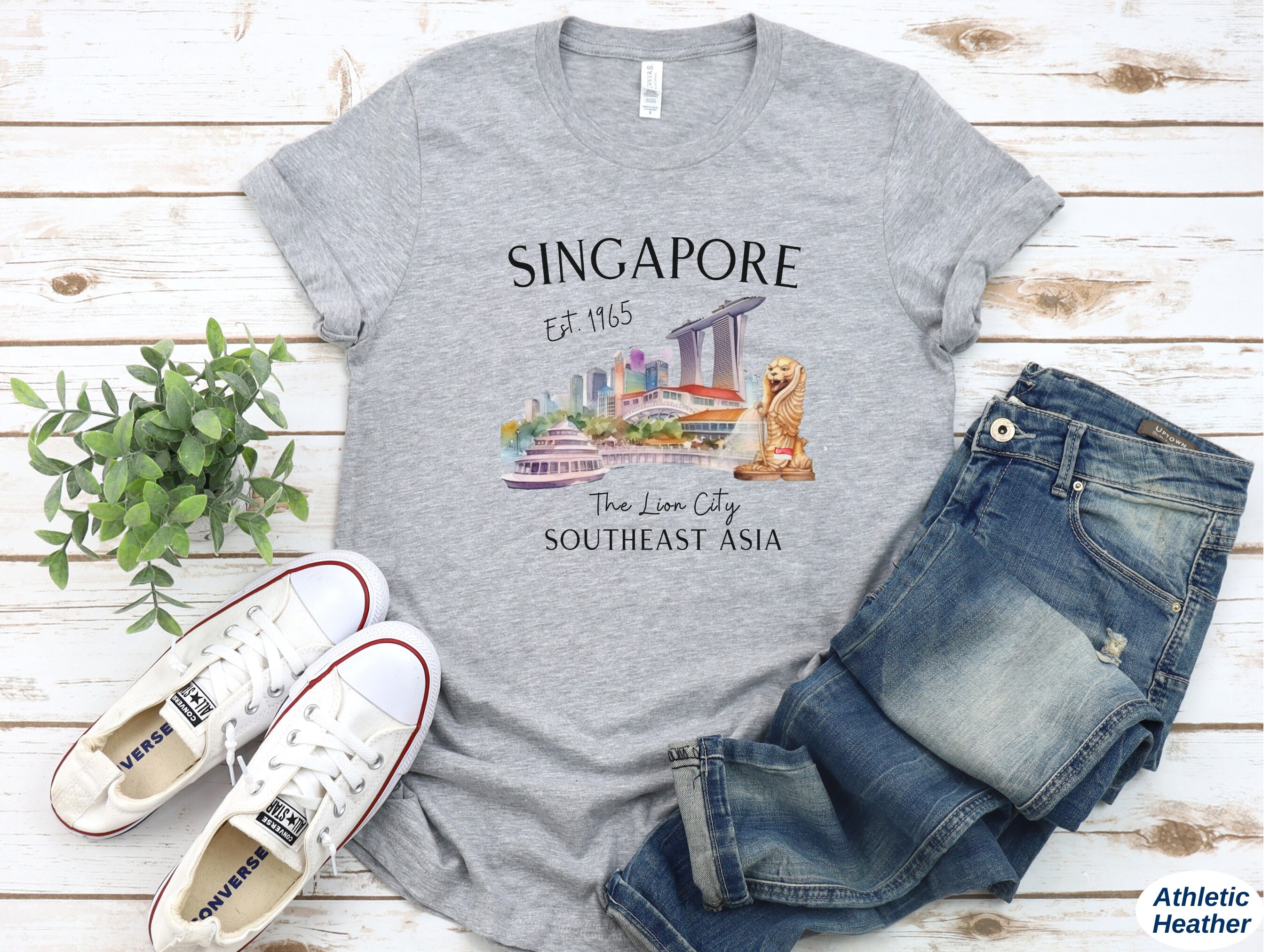 Singapore Shirt, Singapore Trip Tshirt, Softstyle Tee, Watercolor
