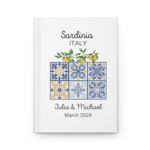 Custom Sardinia Travel Journal • Italy Vacation Notebook • Lemon • Blue Tiles • Personalized Trip Planner • Sketchbook • Diary • Memory Book