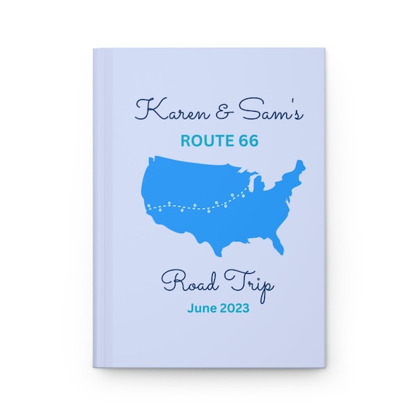 Route 66 Road Trip • Personalized Journal • Custom Road Trip Planner • Vacation Notebook with USA Map • Hardcover