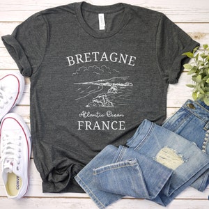 Bretagne Shirt, Brittany TShirt, Unisex Softstyle Tee, French Coastline, Cute Bretagne France T-Shirt, Bretagne Souvenir, Brittany Gift Dark Grey Heather
