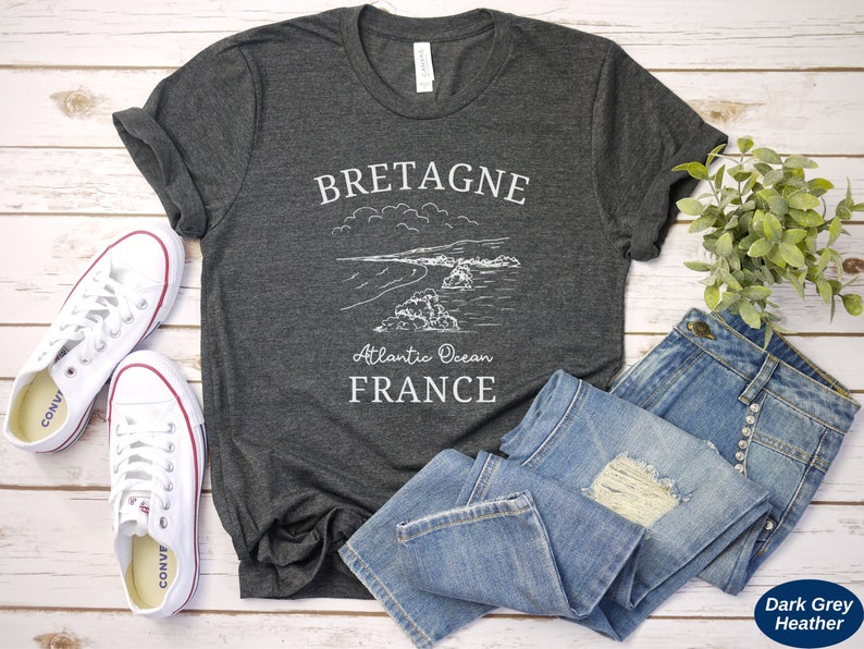 Bretagne Shirt, Brittany TShirt, Unisex Softstyle Tee, French Coastline, Cute Bretagne France T-Shirt, Bretagne Souvenir, Brittany Gift Dark Grey Heather