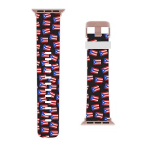 Puerto Rico Flag Apple Watch Band • Black • Unisex Smart Watch Strap • Series 38/40 42/44 • Gift for Puerto Rican