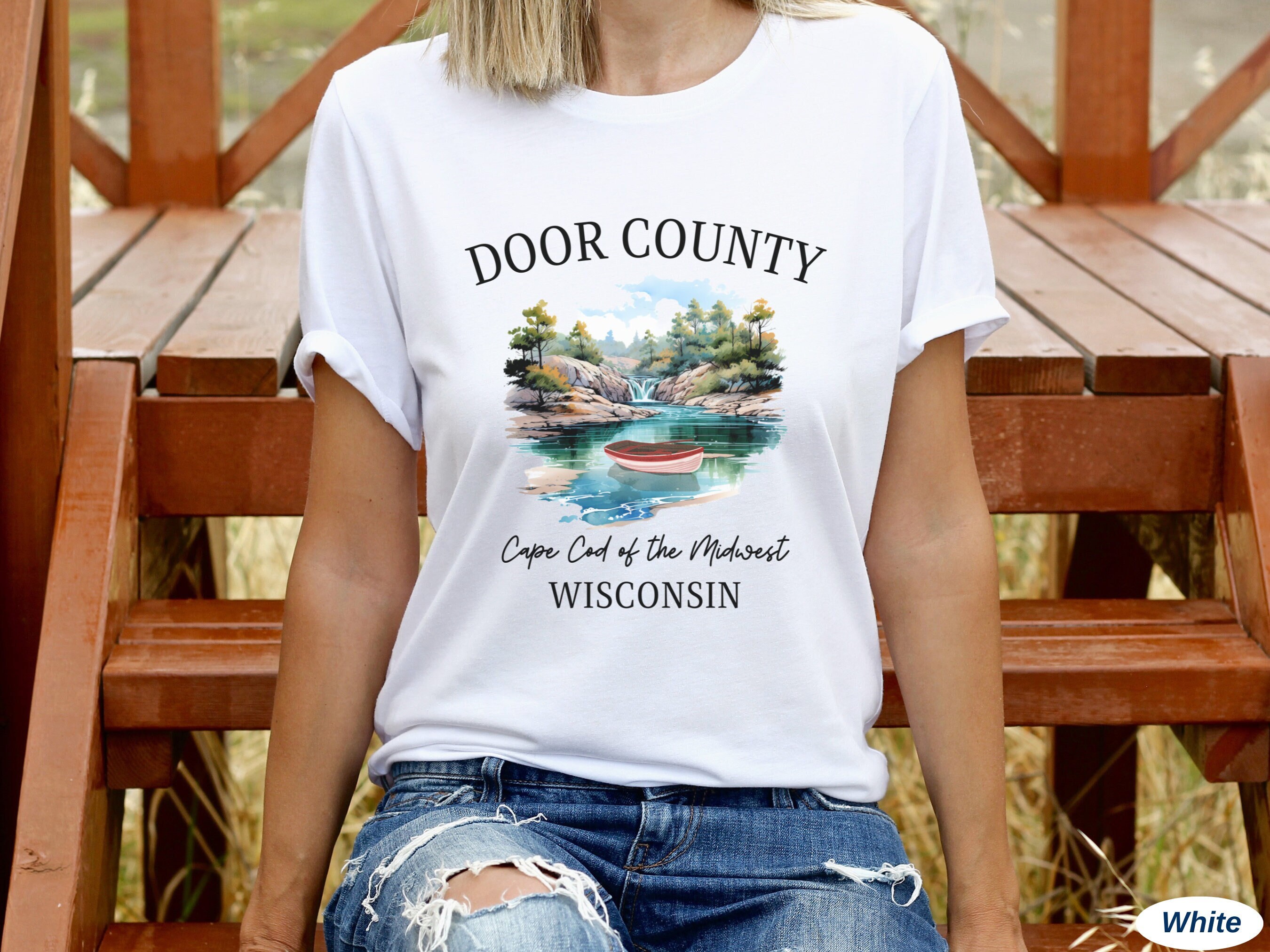 Door County Wisconsin Shirt, Door County TShirt, Door County Vacation, Wisconsin Sailing Gift, Door Dounty Souvenir, Unisex Sofstyle Tee
