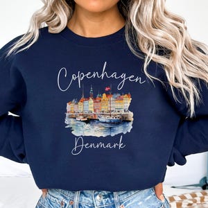 Sweatshirt Copenhague Danemark – Coupe Classique Unisexe, Col Tissé, Pour Amoureux Du Danemark
