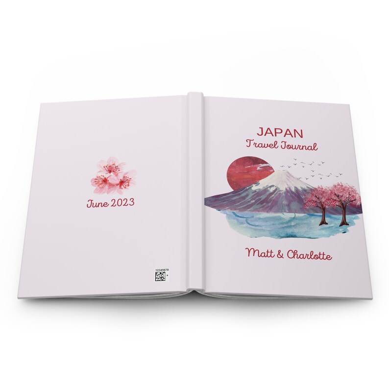 Custom Japan Travel Journal • Mount Fuji Vacation Notebook • Cherry Blossom • Personalized Trip Planner • Sketchbook • Diary • Memory Book afbeelding 2