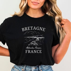 Bretagne Shirt, Brittany TShirt, Unisex Softstyle Tee, French Coastline, Cute Bretagne France T-Shirt, Bretagne Souvenir, Brittany Gift Black