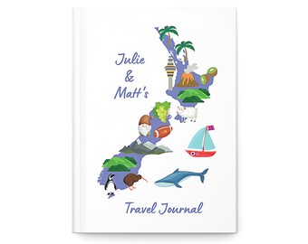 New Zealand Travel Journal • Custom Vacation Notebook • Personalized Trip Planner • New Zealand Map Sketchbook • Custom Vacation Diary