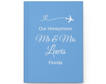 Custom Honeymoon Journal, Personalized Trip Planner, Florida Honeymoon Gift, Travel Memory Book, Travel Diary for Couples