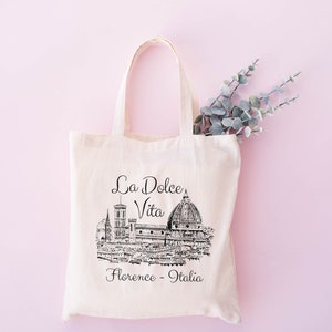 Florence Bag • Cotton Canvas Tote Bag • Italian Vintage Style • Florence Duomo • Italy Trip Souvenir