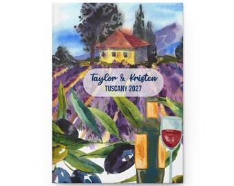 Custom Tuscany Journal, Custom Vacation Notebook, Personalized Tuscany Trip Planner, Tuscany Travel Gift, Honeymoon Journal