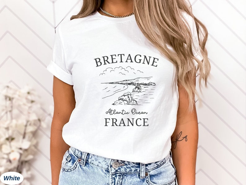 Bretagne Shirt, Brittany TShirt, Unisex Softstyle Tee, French Coastline, Cute Bretagne France T-Shirt, Bretagne Souvenir, Brittany Gift White
