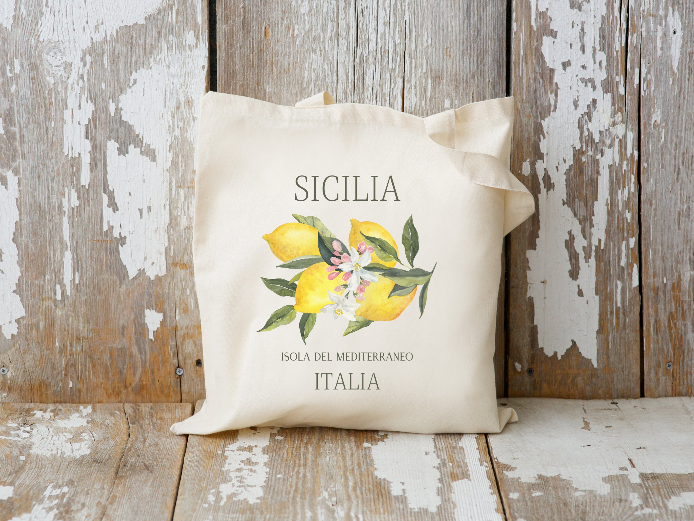 Sicilia Tote • Cotton Canvas • Sicily Lemons Bag • Cute