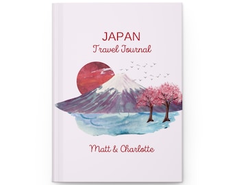 Custom Japan Travel Journal • Mount Fuji Vacation Notebook • Cherry Blossom • Personalized Trip Planner • Sketchbook • Diary • Memory Book