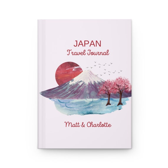 Custom Japan Travel Journal • Mount Fuji Vacation Notebook • Cherry Blossom • Personalized Trip Planner • Sketchbook • Diary • Memory Book