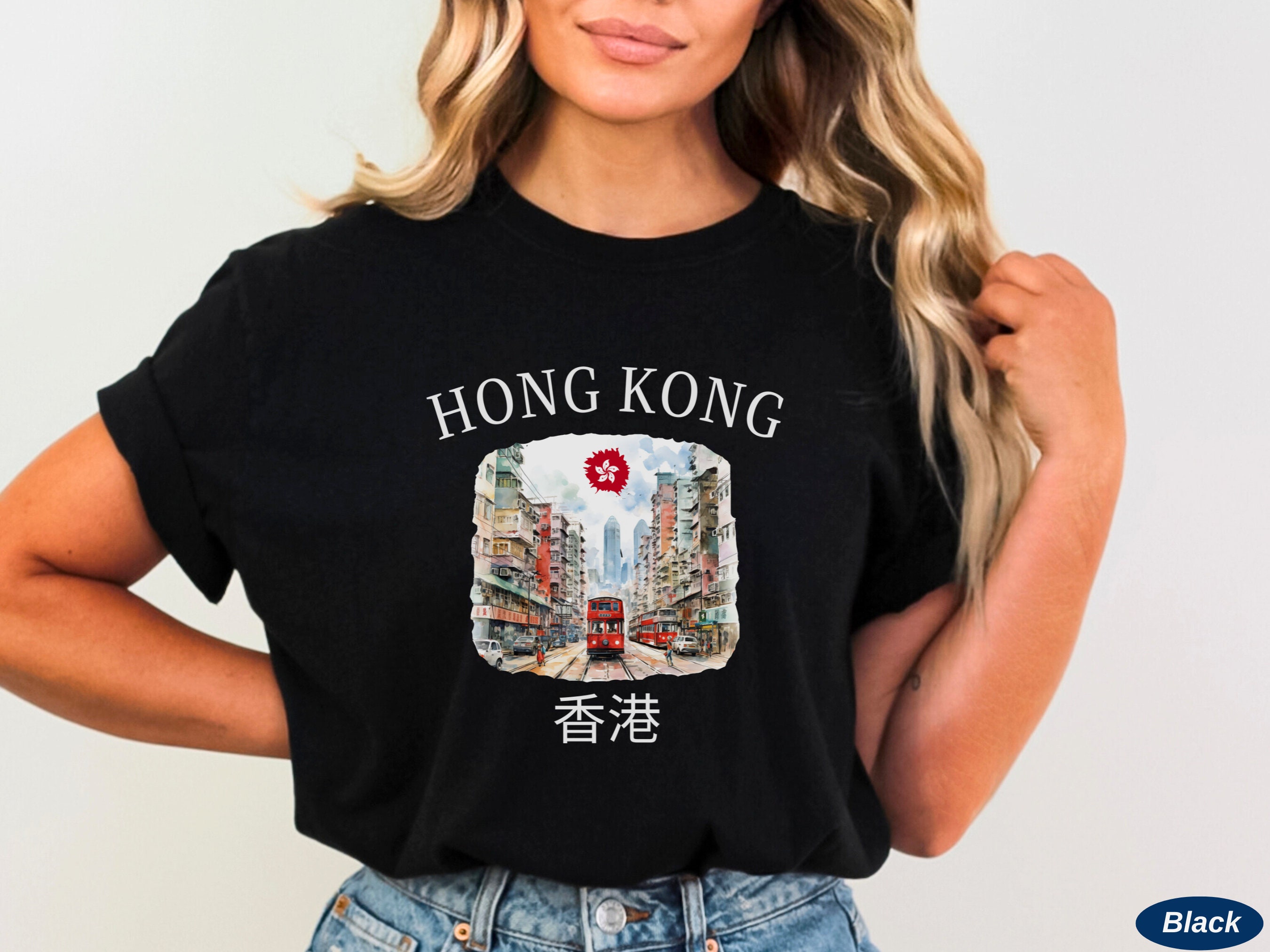 HONG KONG W HAPPINESS・T-SHIRT・BLACK HongKongIndependenceFlagFinal_
