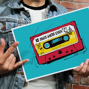 80&#39;s Mix tape &#39;MOST. METAL. EVER!&#39; - Fantoastie Official Print by Jen Allen