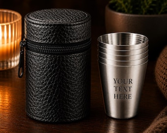 Personalised Engraved Stainless Steel Shot Glass Set | Custom Stag Party Gift