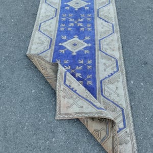 2x6 turkish beige blue runner Rug, vintage runner rug,2x6 runner Rug bathroom rug, kitchen rug, bedroom rug, antry rug,soft rug,2.5x5.8ft.
