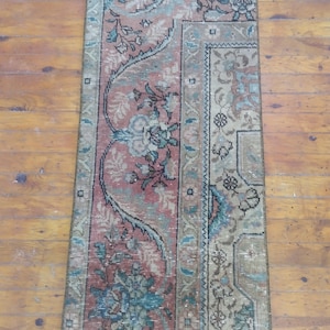 2x4 Doormat Rug, Turkish Rug, Small Area Rug, Vintage Rug, Oushak Rug, Home Decor Rug, Neutral Rug, Bathroom Rug,1.9x3.9 ft,size:52x113cm.