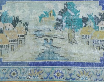 Vintage Turkish Oushak Rug: Handwoven Wool Area Rug (2.8x4.7ft)