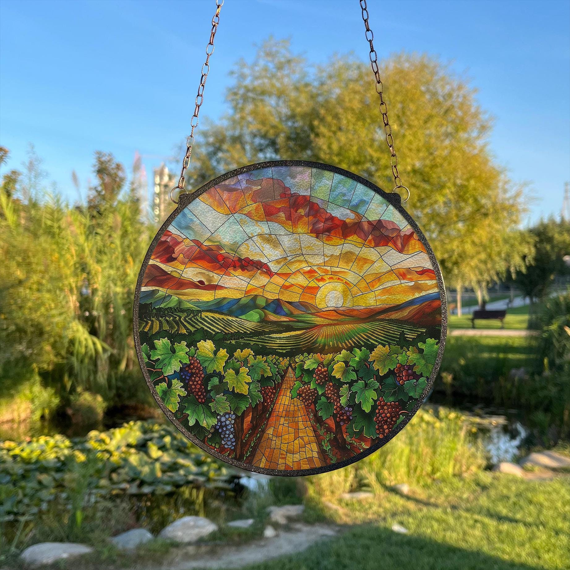 Pappagall n vetro colorato sul ramo Decorazone da gardno n vetro