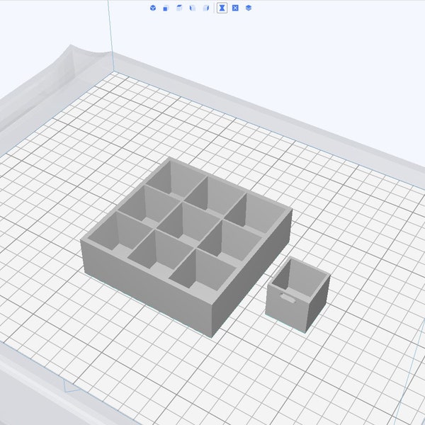 3d Model File (STL) for Miniature Cube Organizer with Bins (1:12 Scale)