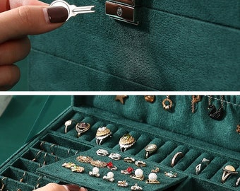 Homgreen Jewelry Box 3 Drawers, Velvet Jewellery Organizer, Earring Rings  Necklaces Bracelets Display Case Gift for Women, Girls 