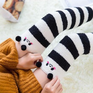 Calcetines de felpa de lana de Coral para mujer y niña, medias de piso para  el
