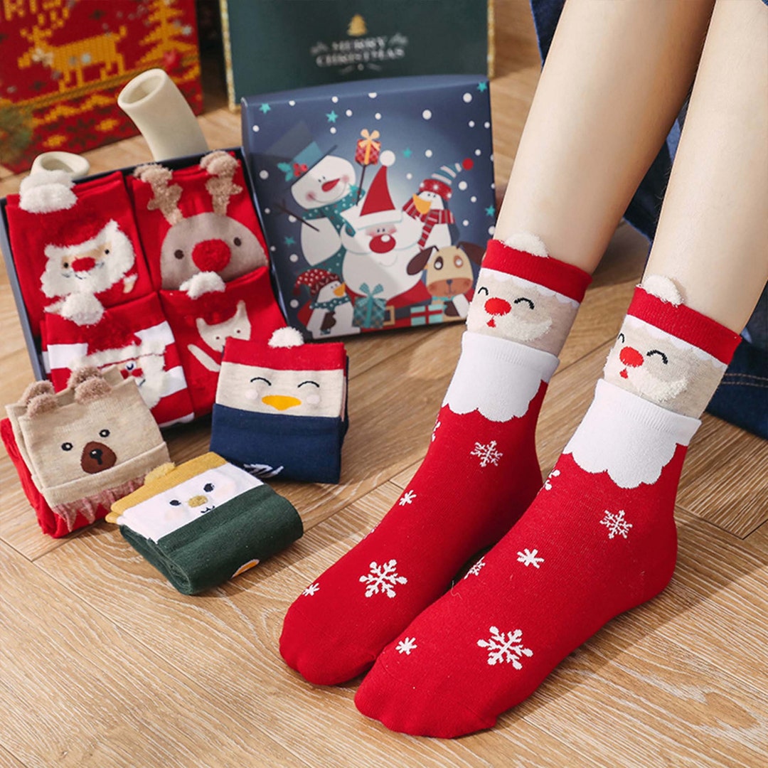 Christmas Socks Gift Set,christmas Collection 4 Pairs Unisex Gift Box
