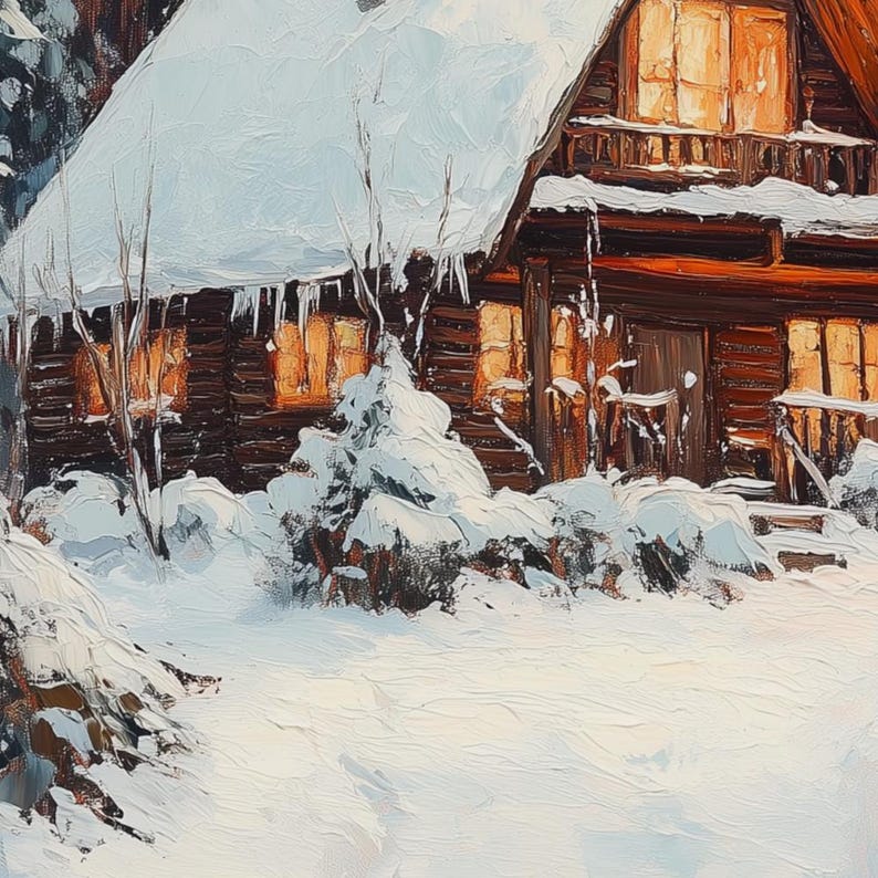 Moody A-frame Cabin in Snowy Winter Fir Tree Forest | Landscape ...