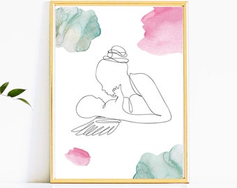 Loss of Baby Print, Miscarriage Gift, Sympathy Gift, Infant Loss, Line Art Print, Sorry for Your Loss, Baby Heaven Art, Angel Infant