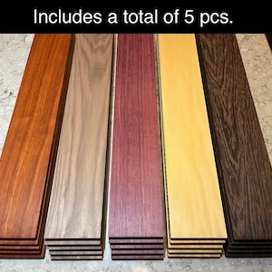 SPECIAL SAVINGS Premium Padauk, Purpleheart, Wenge, Walnut, Yellowheart, 5 pcs. 4”x12”x 1/2” Hardwood