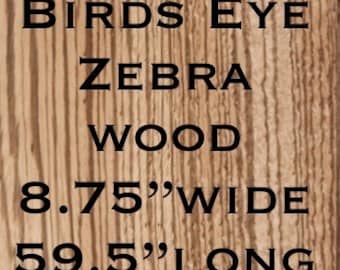 Birds Eye Zebrawood raw all wood exotic veneer. 8.75” x 59.5” x 1/42” Premium quality. Ships 1 day