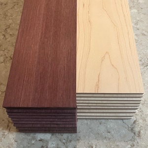 1/4”x4”x24” premium Hard Maple Purpleheart laser cutting cnc engraving scroll saw cutting craft. Thin Exotic Hardwoods Ships 1 day
