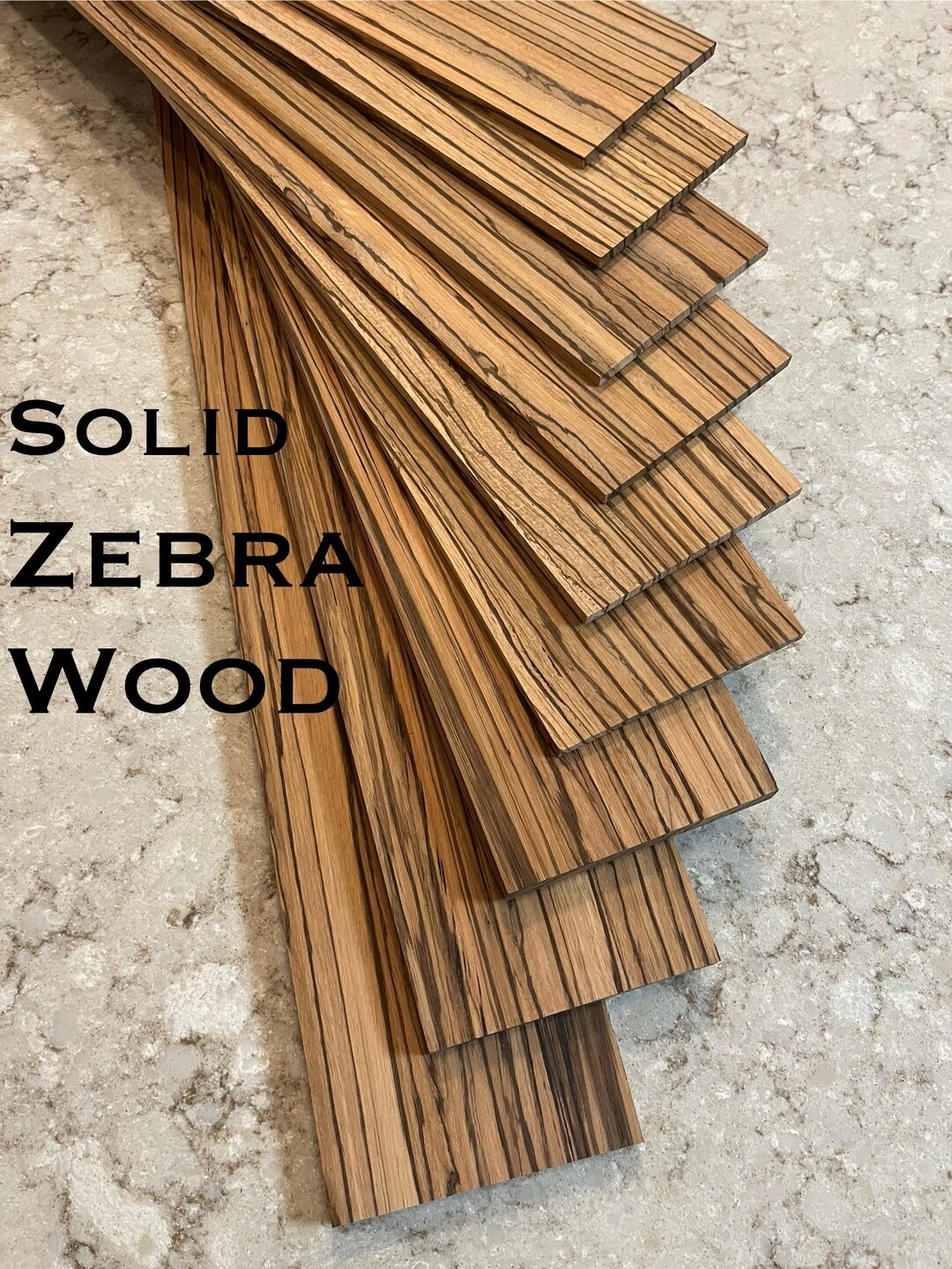 1/2”x4”x24” Solid Exotic Zebra Wood Hardwood, Laser Cutting, Cnc