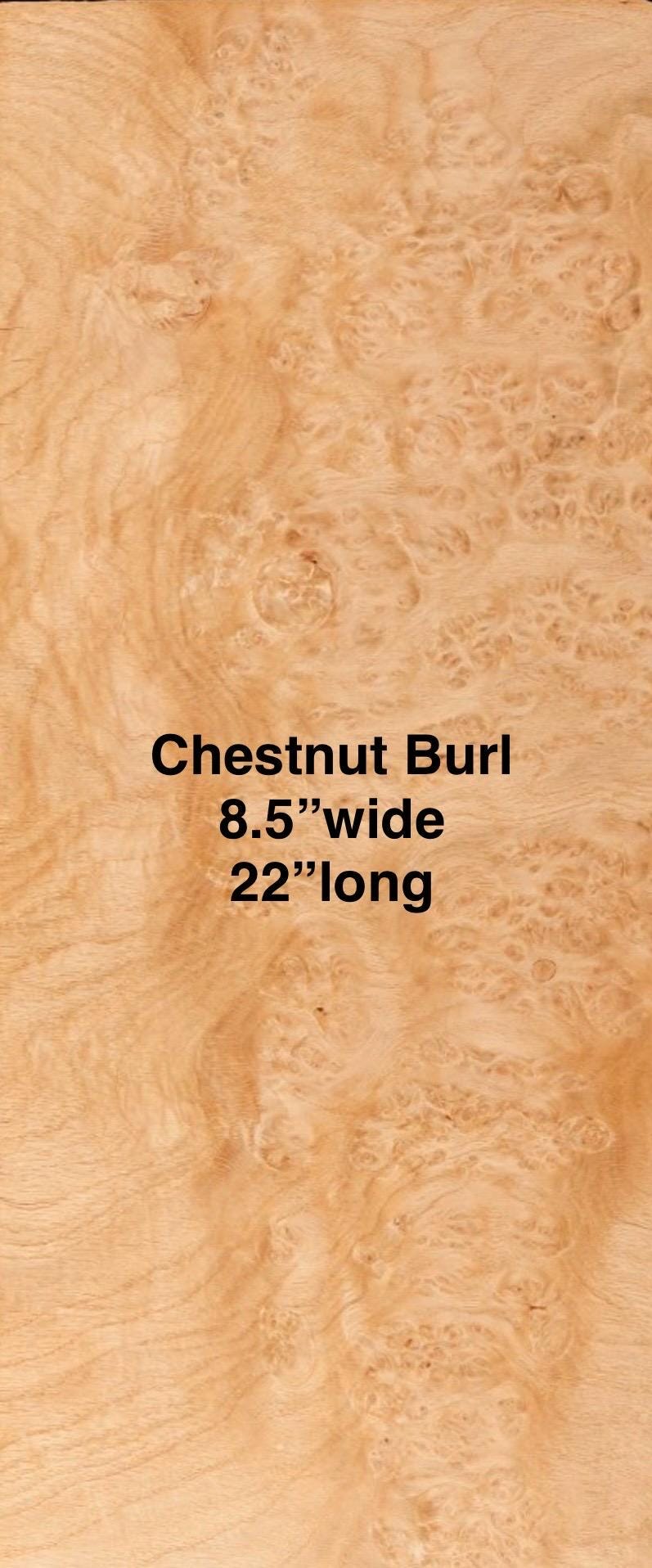 Chestnut Burl raw all wood exotic veneer 8.5” wide x 22” long x 1/42” thick. Premium quality. Ships 1 day