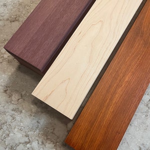 1/4”x4”x4” premium Padauk,  Purpleheart, Hard Maple, laser cutting, engraving, scroll saw cutting, craft. Thin Exotic hardwoods Ships 1 day