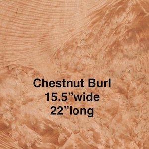 Chestnut Burl raw all wood exotic veneer 15.5” wide x 22” long x 1/42” thick. Premium quality. Ships 1 day
