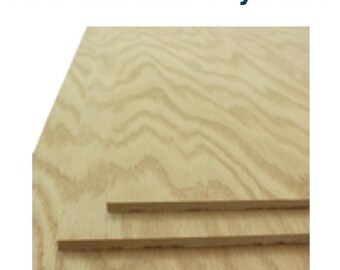 May include: Red Oak MDF Plywood. A close-up shot of a stack of red oak plywood sheets. The wood grain is visible, with a light brown color. The text "Red Oak MDF Plywood" is at the top of the image.