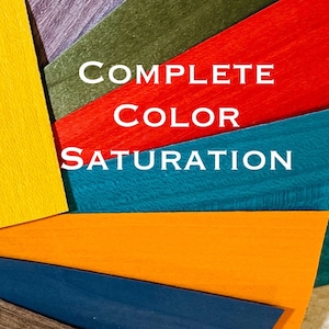 Dyed wood veneer sheets Complete saturation through and through. 12- 4”x 12” vibrant dyed veneers. Premium quality.