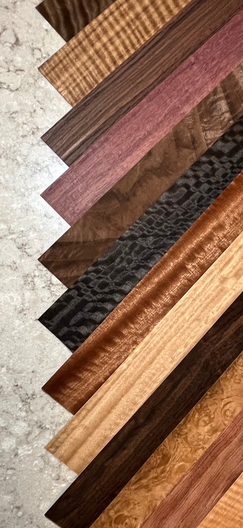 Exotic All Wood Veneer Sheets From Around the World. Each Pack Contains
